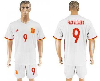 Spain #9 Paco Alcacer Away Soccer Country Jersey