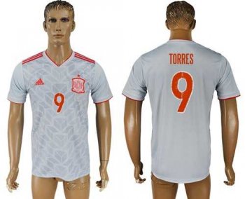 Spain #9 Torres Away Soccer Country Jersey