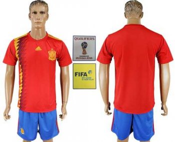 Spain Blank Home Soccer Country Jersey