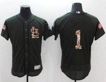 St.Louis Cardinals #1 Ozzie Smith Green Flexbase Authentic Collection Salute to Service Stitched Baseball Jersey