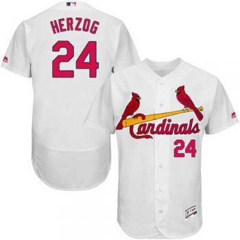 St.Louis Cardinals #24 Whitey Herzog White Flexbase Authentic Collection Stitched MLB Jersey