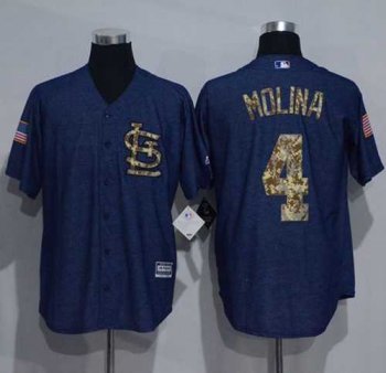 St.Louis Cardinals #4 Yadier Molina Denim Blue Salute to Service Stitched Baseball Jersey