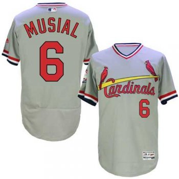 St.Louis Cardinals #6 Stan Musial Grey Flexbase Authentic Collection Cooperstown Stitched Baseball Jersey