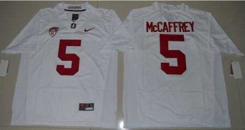 Stanford Cardinal #5 Christian McCaffrey White Stitched NCAA Jersey