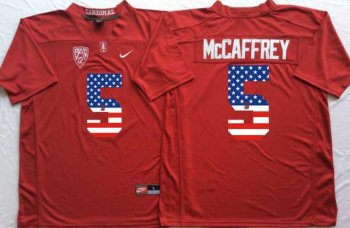 Stanford Cardinals #5 Christian McCaffrey Red USA Flag College Jersey