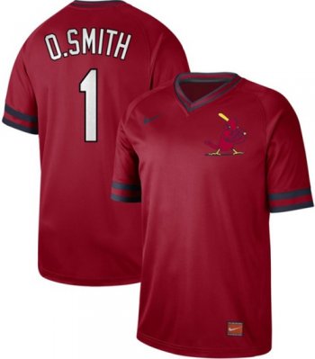 Cardinals #1 Ozzie Smith Red Authentic Cooperstown Collection Stitched Baseball Jersey