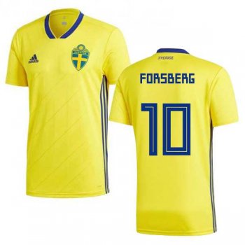 Sweden #10 Forsberg Home Kid Soccer Country Jersey