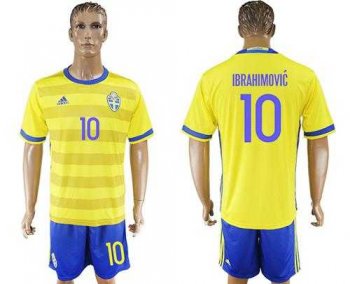 Sweden #10 Ibrahimovic Home Soccer Country Jersey