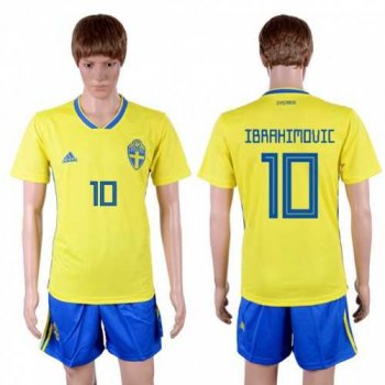 Sweden #10 Ibrahimovic Home Soccer Country Jersey