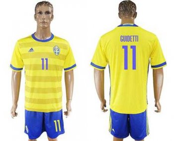 Sweden #11 Guidetti Home Soccer Country Jersey