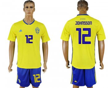 Sweden #12 JOHNSSON Home 2018 FIFA World Cup Soccer Jersey