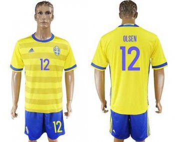 Sweden #12 Olsen Home Soccer Country Jersey