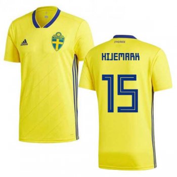 Sweden #15 Hijemark Home Soccer Country Jersey