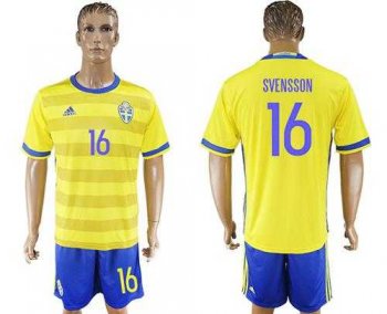 Sweden #16 Svensson Home Soccer Country Jersey