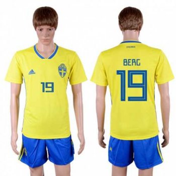 Sweden #19 Berg Home Soccer Country Jersey