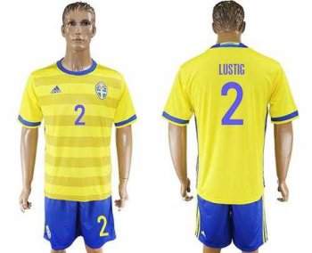 Sweden #2 Lustig Home Soccer Country Jersey