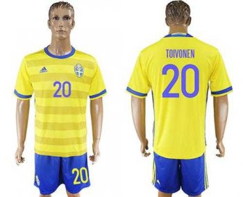 Sweden #20 Toivonen Home Soccer Country Jersey