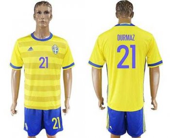 Sweden #21 Durmaz Home Soccer Country Jersey