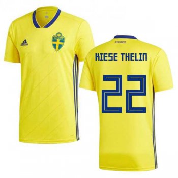 Sweden #22 Kiese Thelin Home Kid Soccer Country Jersey