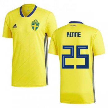 Sweden #25 Rinne Home Kid Soccer Country Jersey