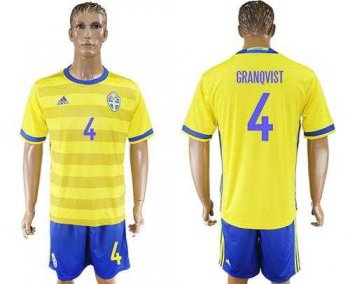 Sweden #4 Granqvist Home Soccer Country Jersey