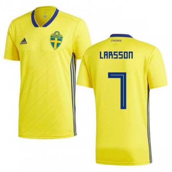 Sweden #7 Larsson Home Kid Soccer Country Jersey