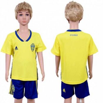 Sweden Blank Home Kid Soccer Country Jersey