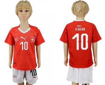 Switzerland #10 Xhaka Kid Soccer Country Jersey