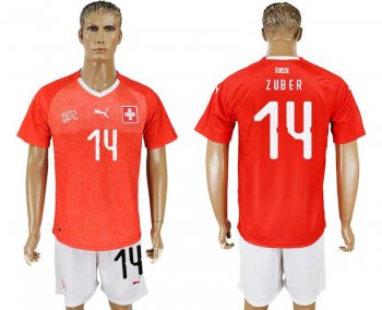 Switzerland #14 ZUBER Home 2018 FIFA World Cup Soccer Jersey