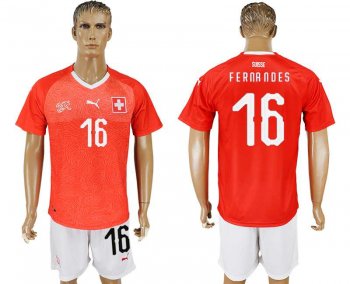 Switzerland #16 FERNANDES Home 2018 FIFA World Cup Soccer Jersey