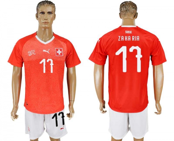 Switzerland #17 ZAKARIA Home 2018 FIFA World Cup Soccer Jersey