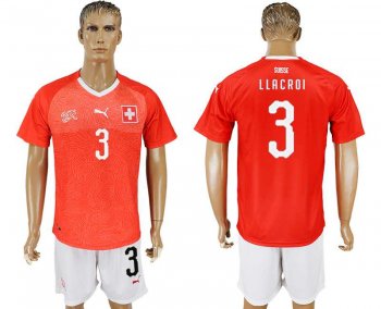 Switzerland #3 LLACROI SOMMER Home 2018 FIFA World Cup Soccer Jersey