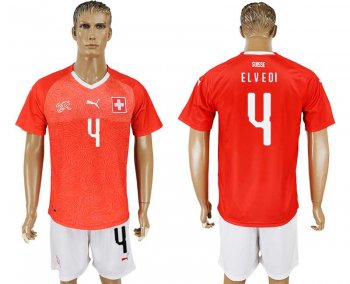 Switzerland #4 ELVEDI Home 2018 FIFA World Cup Soccer Jersey