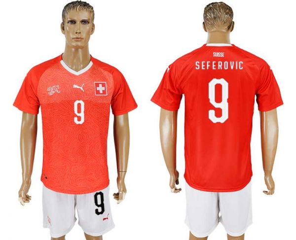 Switzerland #9 SEFEROVIC Home 2018 FIFA World Cup Soccer Jersey