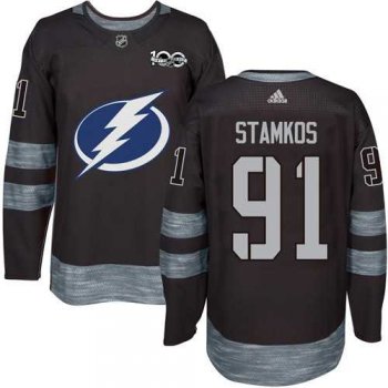 Tampa Bay Lightning #91 Steven Stamkos Black 1917-2017 100th Anniversary Stitched NHL Jersey