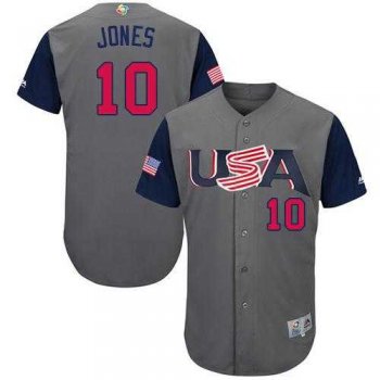 Youth Team USA #10 Adam Jones Gray 2017 World Baseball Classic Authentic Stitched Youth MLB Jersey