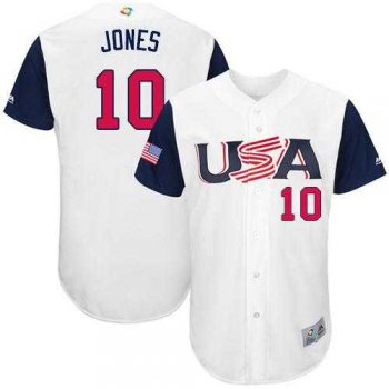 Youth Team USA #10 Adam Jones White 2017 World Baseball Classic Authentic Stitched Youth MLB Jersey