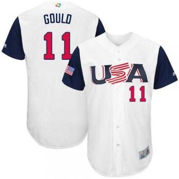 Team USA #11 Josh Gould White 2017 World Baseball Classic Authentic Stitched MLB Jersey