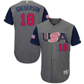 Youth Team USA #18 Luke Gregerson Gray 2017 World Baseball Classic Authentic Stitched Youth MLB Jersey