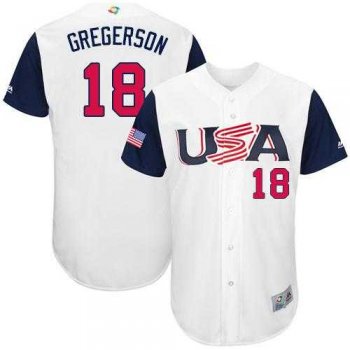 Youth Team USA #18 Luke Gregerson White 2017 World Baseball Classic Authentic Stitched Youth MLB Jersey