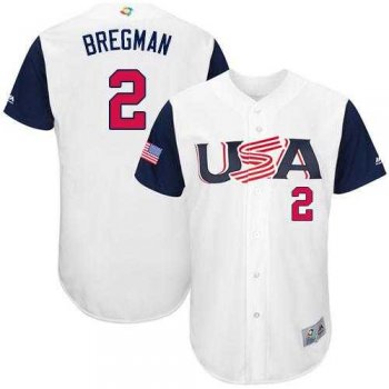 Youth Team USA #2 Alex Bregman White 2017 World Baseball Classic Authentic Stitched Youth MLB Jersey