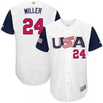 Youth Team USA #24 Andrew Miller White 2017 World Baseball Classic Authentic Stitched Youth MLB Jersey