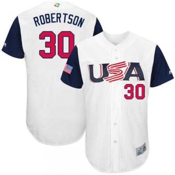 Team USA #30 David Robertson White 2017 World Baseball Classic Authentic Stitched MLB Jersey