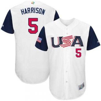 Youth Team USA #5 Josh Harrison White 2017 World Baseball Classic Authentic Stitched Youth MLB Jersey