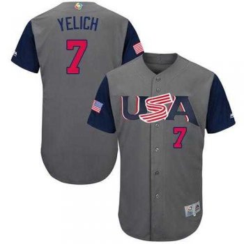 Youth Team USA #7 Christian Yelich Gray 2017 World Baseball Classic Authentic Stitched Youth MLB Jersey