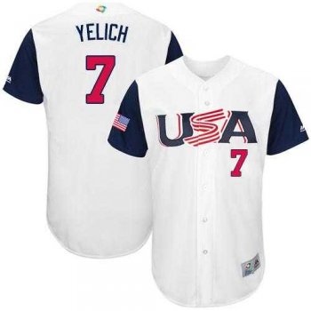 Youth Team USA #7 Christian Yelich White 2017 World Baseball Classic Authentic Stitched Youth MLB Jersey