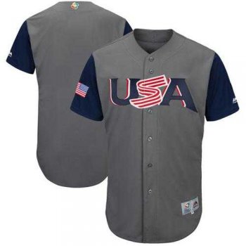 Team USA Blank Gray 2017 World Baseball Classic Authentic Stitched MLB Jersey