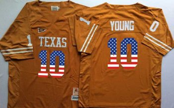 Texas Longhorns #10 Vince Young Orange USA Flag College Jersey