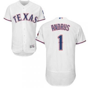 Texas Rangers #1 Elvis Andrus White Flexbase Authentic Collection Stitched MLB Jersey