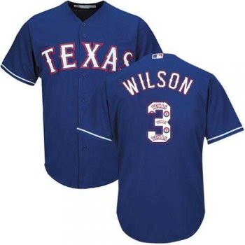 Texas Rangers #3 Russell Wilson Blue Team Logo Fashion Stitched MLB Jersey